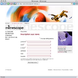 Mimescope - formulaire d'inscription